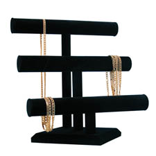 Black velvet triple "T" bar displayer