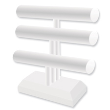 White faux leather triple "T" bar displayer