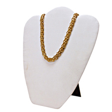 White velvet necklace easel display