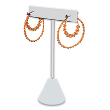 White faux leather "T" shape earring stand
