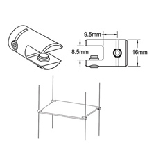 5/16" cable system single horizontal support