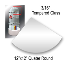 Tempered glass quarter round (12" X 12" X 3/16")