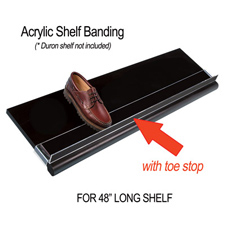 48" Acrylic shelf banding with toe stop