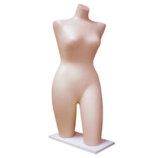 Flesh tone plastic womans torso form