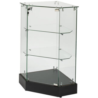 Black Pentagon Corner Case with Swing Door and Lock