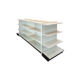 UNO Shelf Double Side Gondola 8'L x 54"H with 16" Base and 2 End Gondolas White Unit (G85416W3S&EGSW)