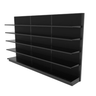 UNO Shelf Wall Section 12'L x 84"H with 16" Base Black Gondola Unit (SKU: W128416W4SSBLKI)