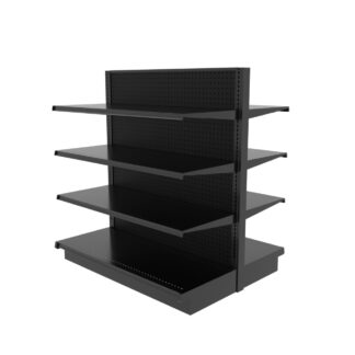 UNO Shelf Double Side Gondola 4’L x 54″H with 12″ Base Black Unit (G45412W3SESBLK)