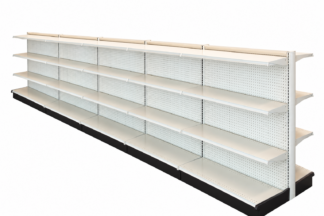 UNO Shelf Double Side Gondola 20’L x 72″H with 12″ Base White Unit (G207212W3SESSWI)