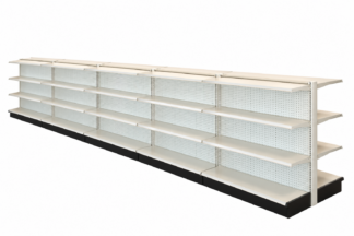 UNO Shelf Double Side Gondola 20’L x 54″H with 12″ Base White Unit (G205412W3SESSWI)